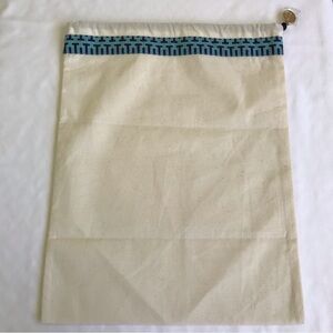 Tory Burch Canvas Drawstring Dust Bag Blue Trim Gold Logo Charm
